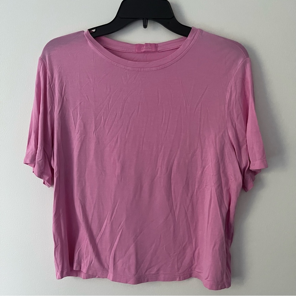 Nuuds Bubblegum Pink Short Sleeve Crop T Shirt Small